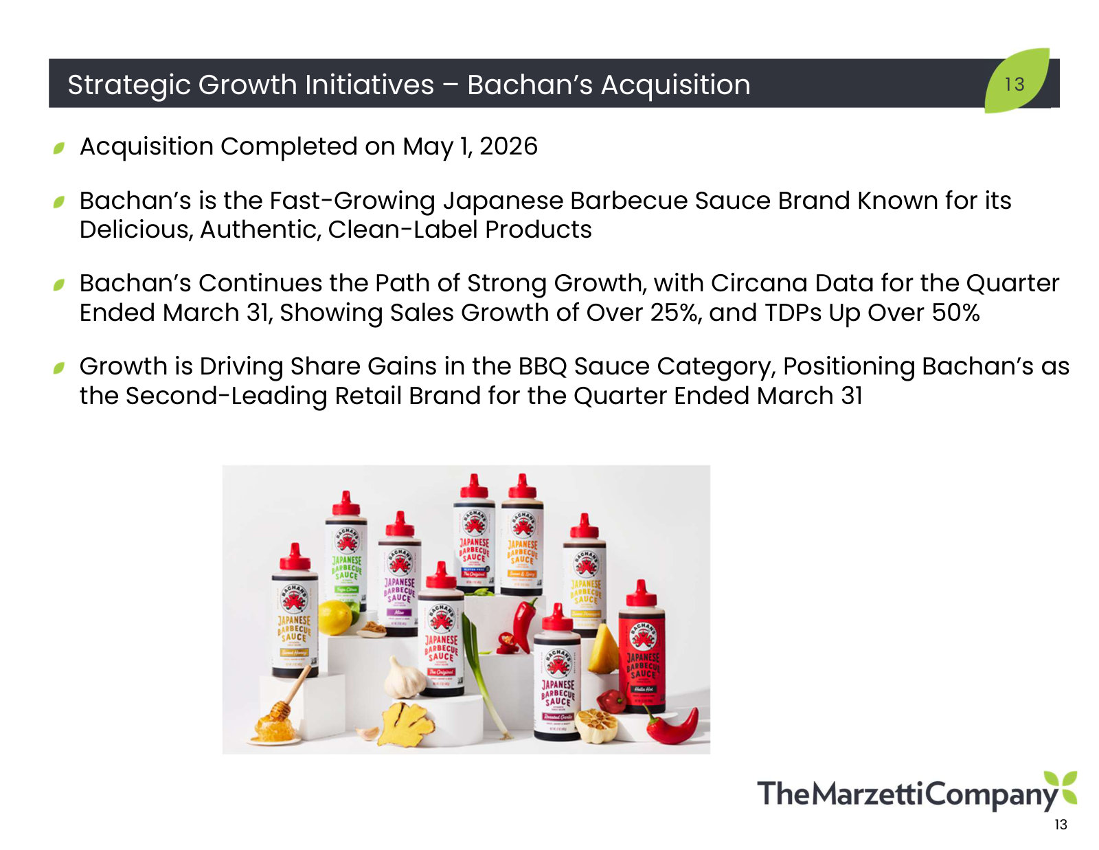 Bachan's after closing on 1 May 2026: sales up over 25%, now the second-leading retail brand in barbecue sauce.